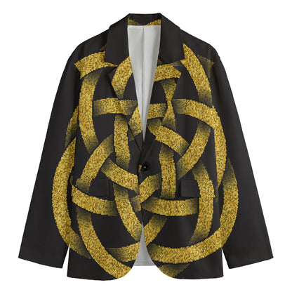 Gold Circle Celtic Knot Symbol Print Men's Blazer