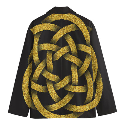 Gold Circle Celtic Knot Symbol Print Men's Blazer