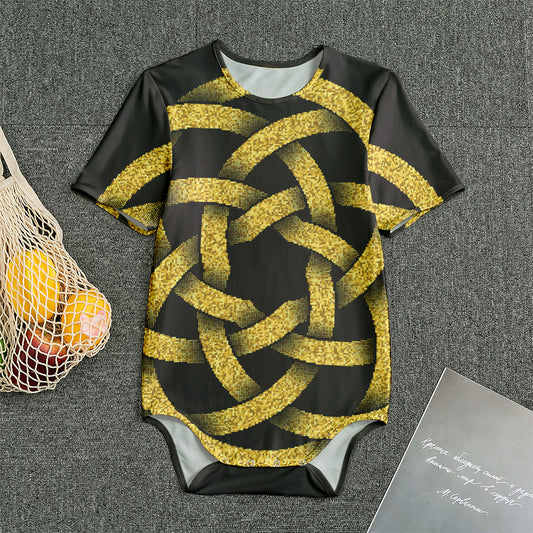 Gold Circle Celtic Knot Symbol Print Men's Bodysuit