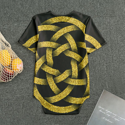 Gold Circle Celtic Knot Symbol Print Men's Bodysuit