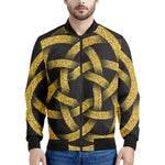Gold Circle Celtic Knot Symbol Print Men's Bomber Jacket