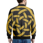 Gold Circle Celtic Knot Symbol Print Men's Bomber Jacket