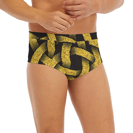 Gold Circle Celtic Knot Symbol Print Men's Briefs
