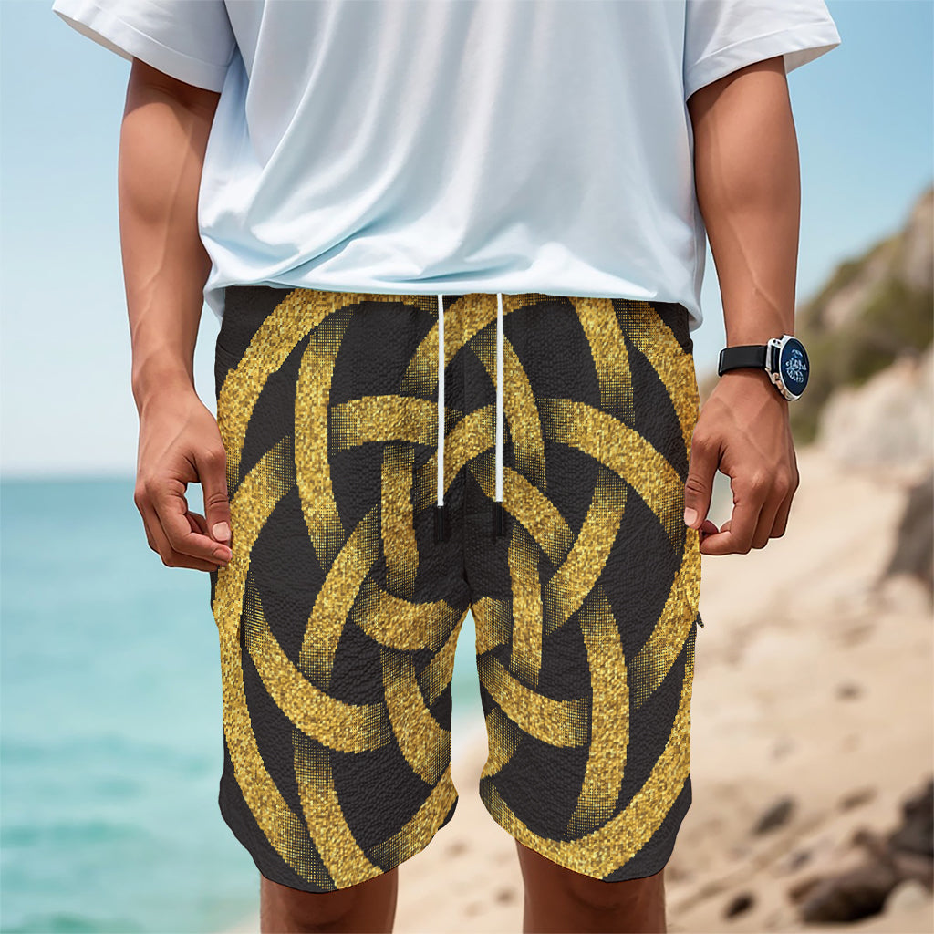 Gold Circle Celtic Knot Symbol Print Men's Cargo Shorts