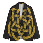 Gold Circle Celtic Knot Symbol Print Men's Cotton Blazer