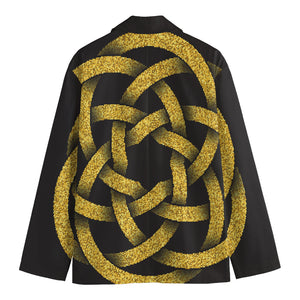 Gold Circle Celtic Knot Symbol Print Men's Cotton Blazer