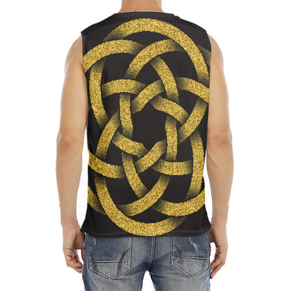 Gold Circle Celtic Knot Symbol Print Men's Fitness Tank Top