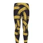 Gold Circle Celtic Knot Symbol Print Men's leggings