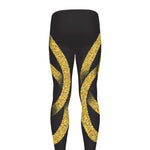 Gold Circle Celtic Knot Symbol Print Men's leggings
