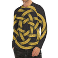 Gold Circle Celtic Knot Symbol Print Men's Long Sleeve Rash Guard
