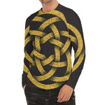 Gold Circle Celtic Knot Symbol Print Men's Long Sleeve Rash Guard