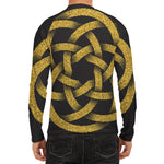 Gold Circle Celtic Knot Symbol Print Men's Long Sleeve Rash Guard