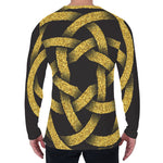 Gold Circle Celtic Knot Symbol Print Men's Long Sleeve T-Shirt