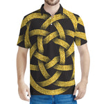 Gold Circle Celtic Knot Symbol Print Men's Polo Shirt