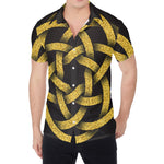 Gold Circle Celtic Knot Symbol Print Men's Shirt