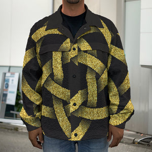 Gold Circle Celtic Knot Symbol Print Men's Shirt Jacket