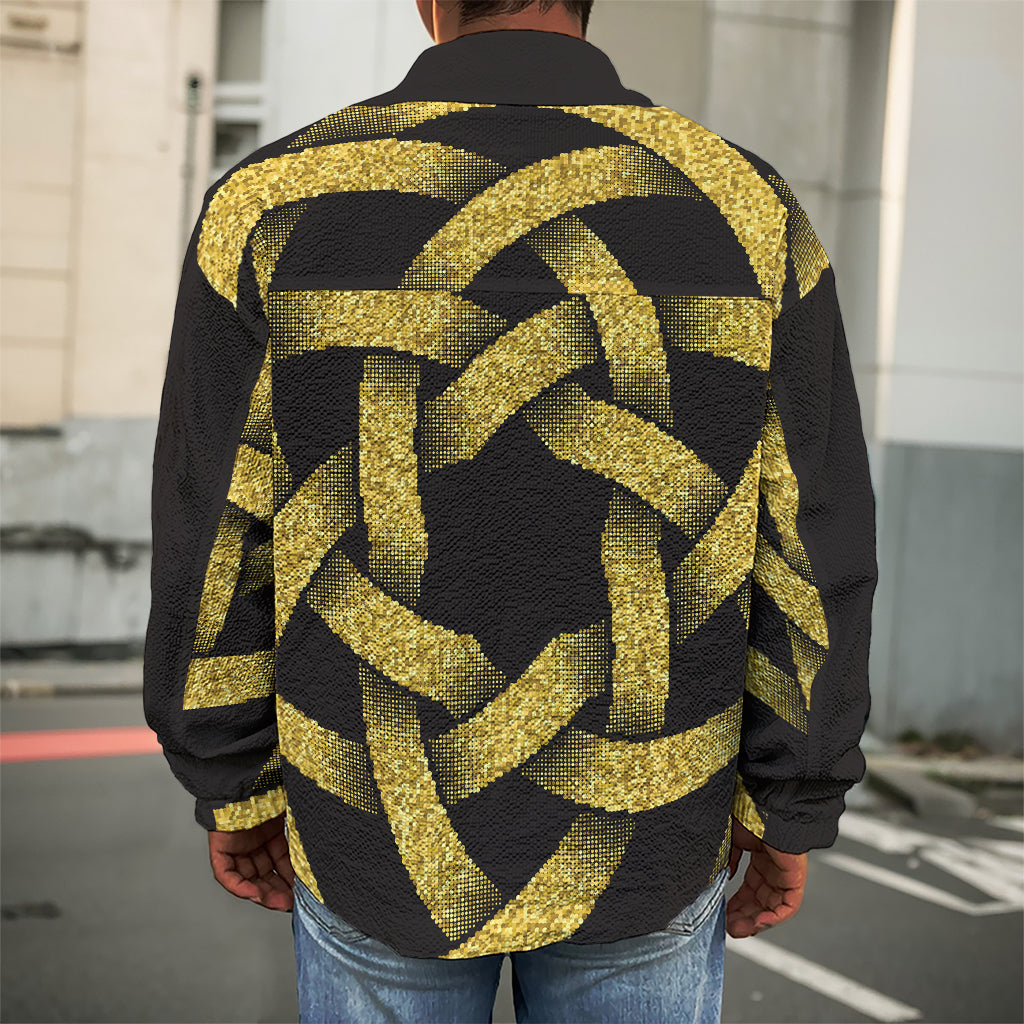 Gold Circle Celtic Knot Symbol Print Men's Shirt Jacket