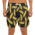 Gold Circle Celtic Knot Symbol Print Men's Split Running Shorts