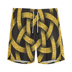 Gold Circle Celtic Knot Symbol Print Men's Sports Shorts