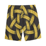 Gold Circle Celtic Knot Symbol Print Men's Sports Shorts