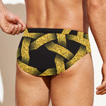Gold Circle Celtic Knot Symbol Print Men's Swim Briefs