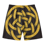 Gold Circle Celtic Knot Symbol Print Men's Swim Trunks