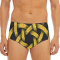 Gold Circle Celtic Knot Symbol Print Men's Triangle Swim Briefs