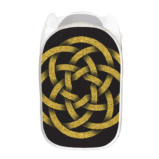 Gold Circle Celtic Knot Symbol Print Mesh Laundry Hamper