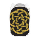Gold Circle Celtic Knot Symbol Print Mesh Laundry Hamper