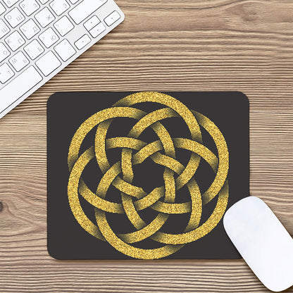 Gold Circle Celtic Knot Symbol Print Mouse Pad