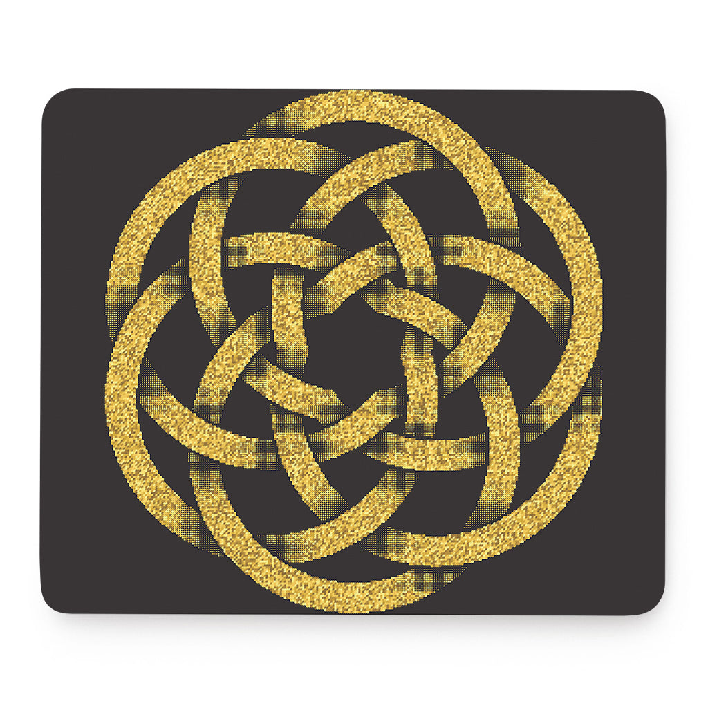 Gold Circle Celtic Knot Symbol Print Mouse Pad