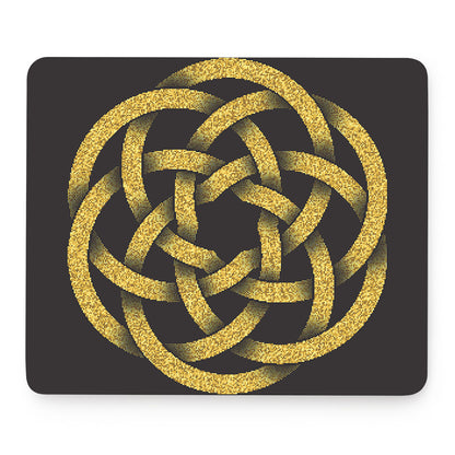 Gold Circle Celtic Knot Symbol Print Mouse Pad