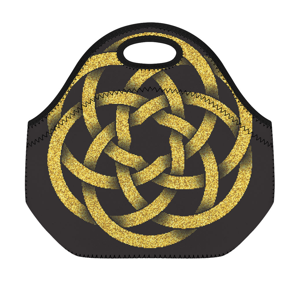 Gold Circle Celtic Knot Symbol Print Neoprene Lunch Bag