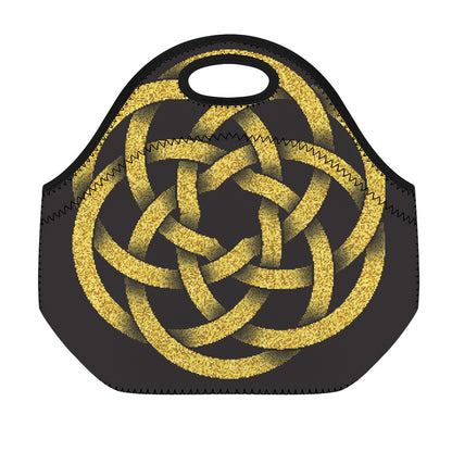 Gold Circle Celtic Knot Symbol Print Neoprene Lunch Bag