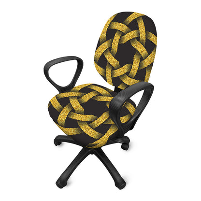 Gold Circle Celtic Knot Symbol Print Office Chair Cover