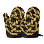 Gold Circle Celtic Knot Symbol Print Oven Mitts