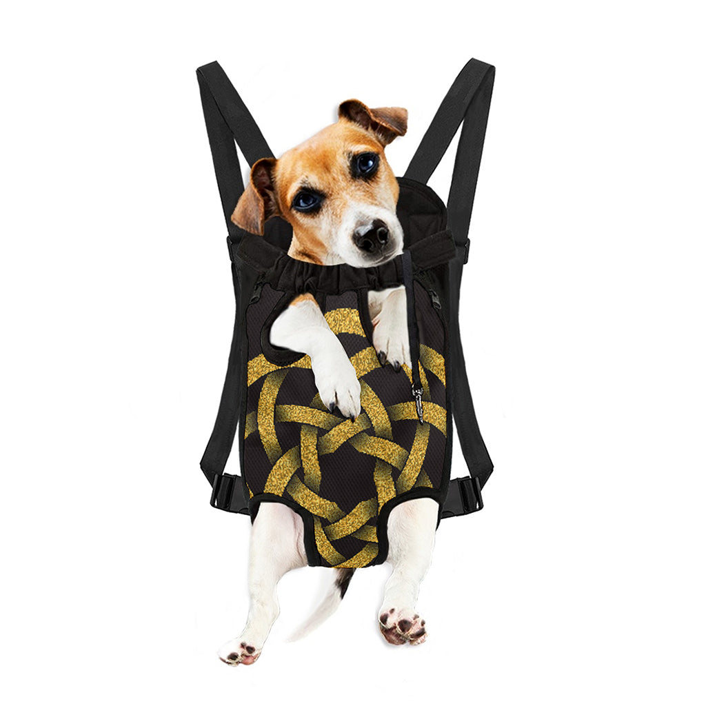 Gold Circle Celtic Knot Symbol Print Pet Carrier Backpack