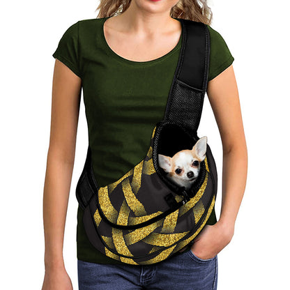 Gold Circle Celtic Knot Symbol Print Pet Sling Carrier