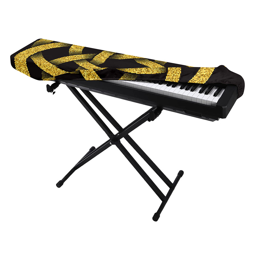 Gold Circle Celtic Knot Symbol Print Piano Keyboard Cover
