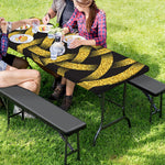 Gold Circle Celtic Knot Symbol Print Picnic Table Cover