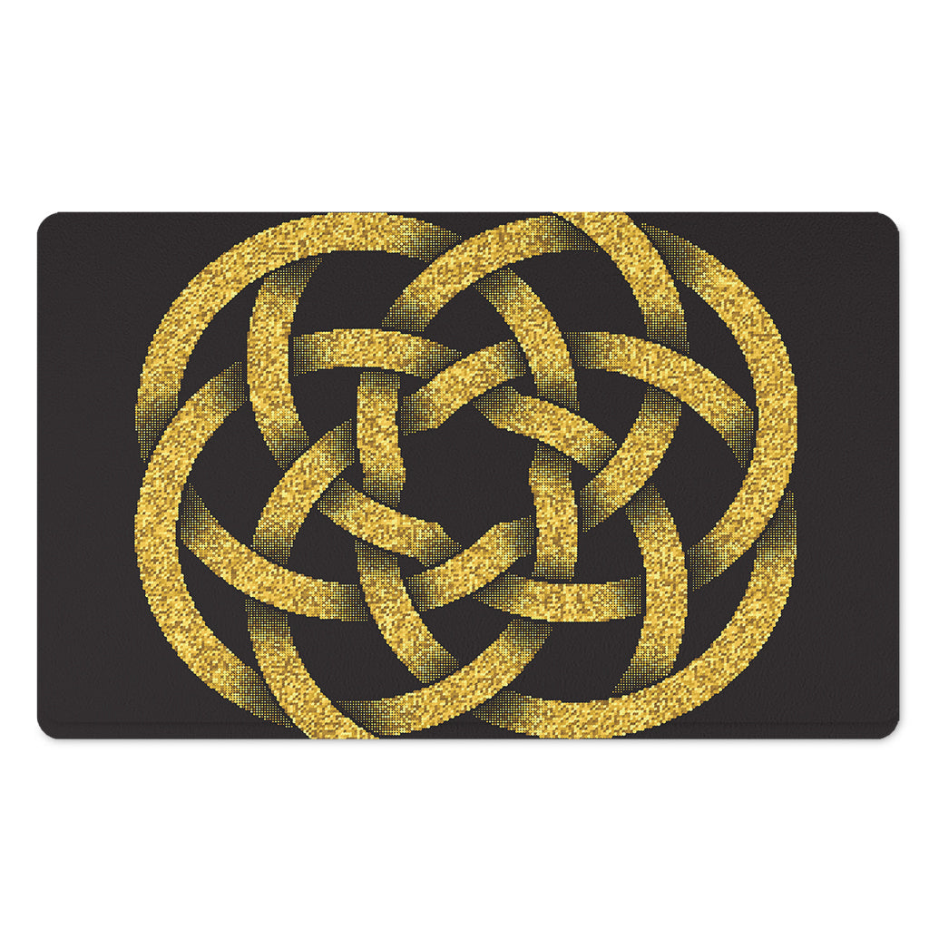Gold Circle Celtic Knot Symbol Print Polyester Doormat