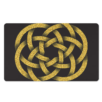 Gold Circle Celtic Knot Symbol Print Polyester Doormat