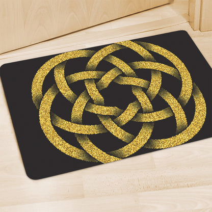Gold Circle Celtic Knot Symbol Print Polyester Doormat