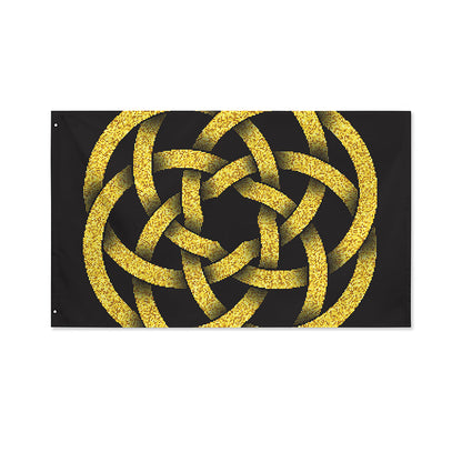 Gold Circle Celtic Knot Symbol Print Polyester Flag