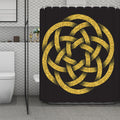 Gold Circle Celtic Knot Symbol Print Polyester Shower Curtain