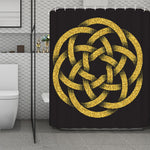 Gold Circle Celtic Knot Symbol Print Polyester Shower Curtain