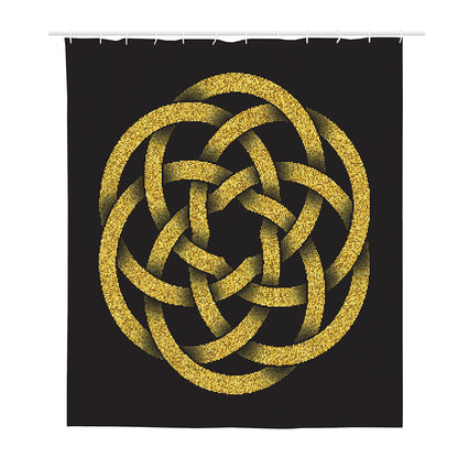Gold Circle Celtic Knot Symbol Print Polyester Shower Curtain