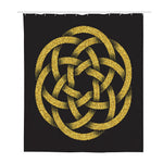 Gold Circle Celtic Knot Symbol Print Polyester Shower Curtain