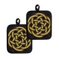 Gold Circle Celtic Knot Symbol Print Pot Holders