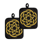 Gold Circle Celtic Knot Symbol Print Pot Holders